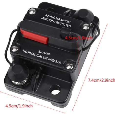 Coupe-circuit automatique réarmable 80A pour autoradio DC 12V-42V, protection audio voiture (1/5)