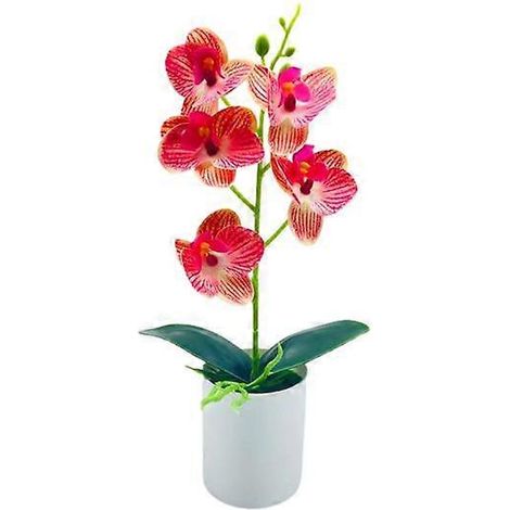 Bonsaï artificiel élégant et facile d'entretien, 5 têtes, magnifiques orchidées artificielles, articles de fêterose rouge (1/5)