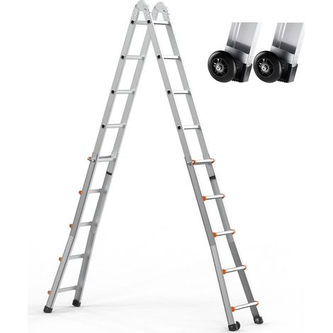 Échelle télescopique à cadre en A 5,2 m en aluminium, pliable et portable, charge 150 kg, VR et escaliers, maison, polyvalent (1/5)