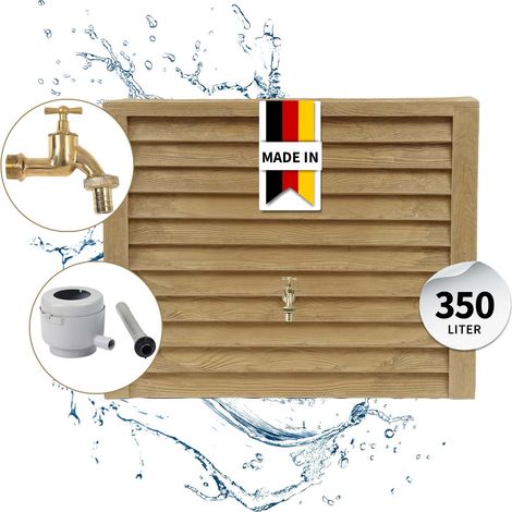 GARANTIA WOODY Wandtank Komplett-Set 350 Liter lightwood inkl. Messing-Auslaufhahn und Fallrohranschluss (1/5)