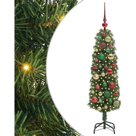 Sapin de Noël artificiel vert, 120 cm, en PVC, acier et plastique. (1/5)