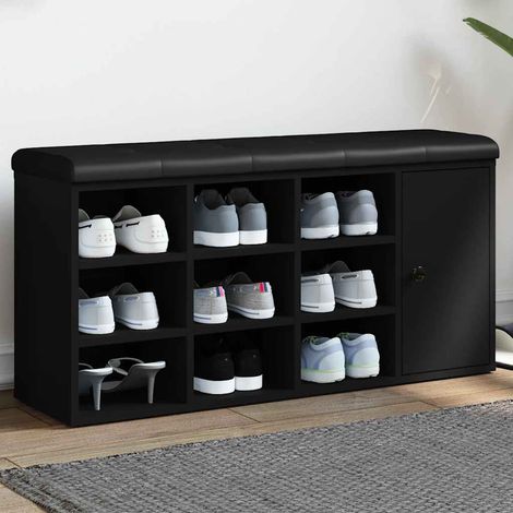 vidaXL Panca Porta Scarpe Nera 102x32x50 cm in Legno Multistrato (1/5)