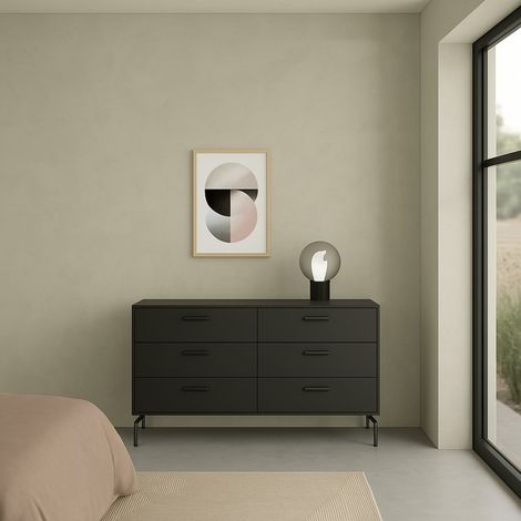 Dmora - Credenza Begawan, Buffet da soggiorno, Madia da salotto, Dispensa da cucina, 139x40 h77 cm, Nero (1/5)