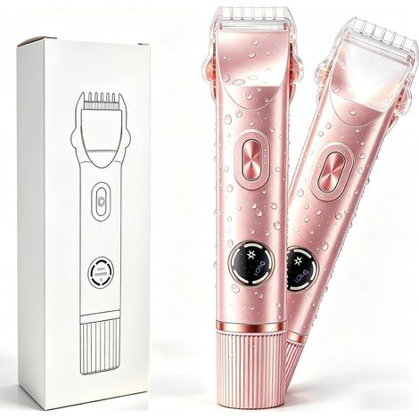 Rasoir Electrique Femme 2 en 1, Épilateur Bikini Femme Étanche IPX7  Tondeuse Femme Intime, IPX7 Étanche, pour le visage, les aisselles, les jambes, Précise et Sans Irritation, avec Écran LED (1/5)