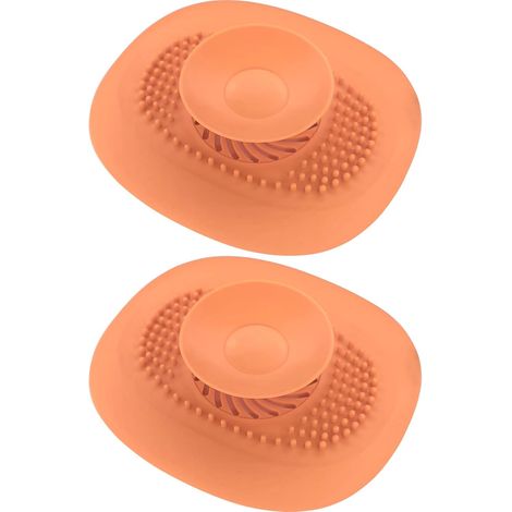 cyclingcolors 2x Bouchon Baignoire Universel Vidange Silicone Evier Lavabo Cuisine Protection Sol Buanderie Salle Bain Filtre Odeur, Orange (1/5)