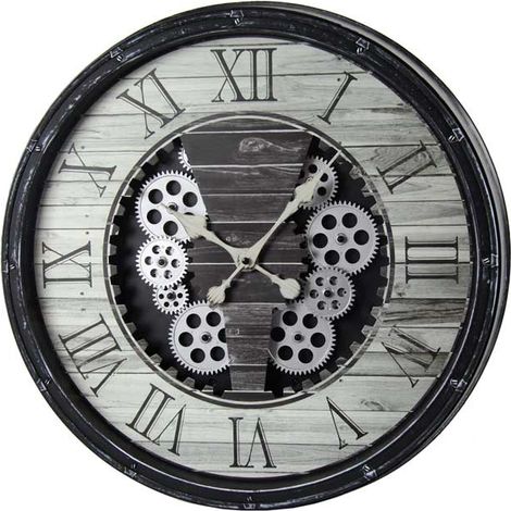 OROLOGIO DA PARETE CON INGRANAGGI IN MOVIMENTO 51X51X9 CM NERO (1/2)