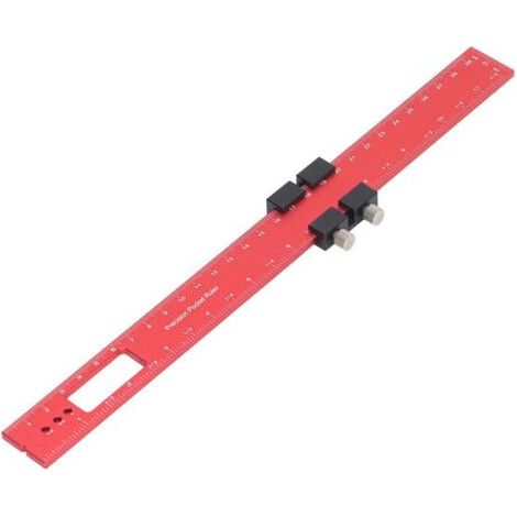 Règle à tracer pour le travail du bois de 300 mm, en alliage d'aluminium, avec butée coulissante de poche (1/5)