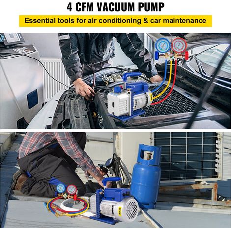Pompe à Vide Climatisation 4 CFM, Kit de Pompe à Vide Automatique 1/3 HP, Radiateur Intelligent, Atelier, Entretien Automobile, Voi… (1/5)