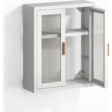 Armario de pared para baño blanco de metal y acrílico con 2 puertas y balda регулируable (1/5)