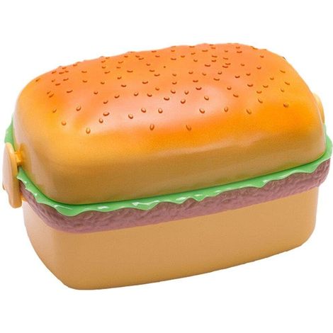 Boîte à bento, boîte à lunch hamburger dessin animé, boîte à lunch hamburger mignonne, mini boîte à lunch, ensemble de vaisselle pour boîte à lunch scolaire pour enfants - rectangulaire (1/5)