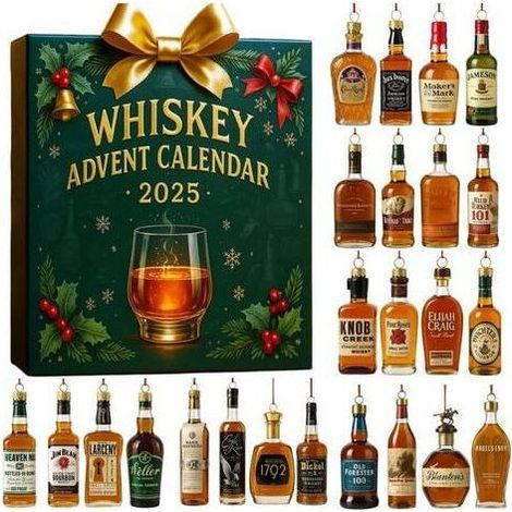 Calendrier de l'Avent 24 breloques en résine pour bière et whisky – Boîte surprise Noël pour amateurs de boissons artisanales