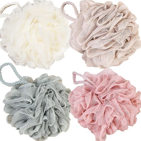 Set di 4 spugne esfolianti per il corpo – spugne esfolianti in luffa per uomo e donna, luffa a rete per la pulizia del corpo