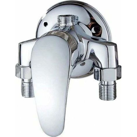 Mitigeur de douche mural monocommande en laiton chromé, pour salle de bain, eau chaude et froide (1/4)