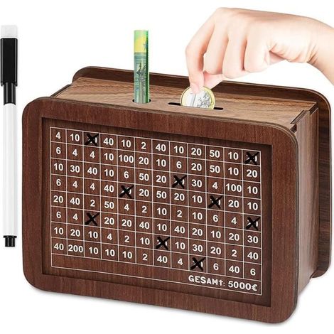 HOXILEELEOTirelire en bois pour enfants et Adultes-5000 Euro (1/4)