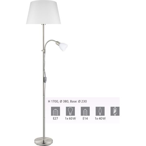 Piantana Moderna Conesa Acciaio Nichel Satinato 1 Luce E27 (1/5)