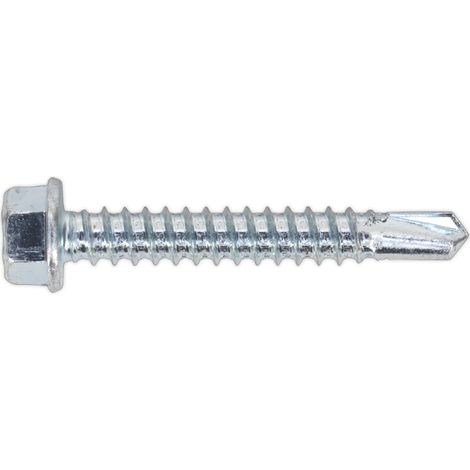 Sealey Zinc Plated Self-Drilling Hex Head Screw 5.5 x 38mm - Pack of 100 SDHX5538