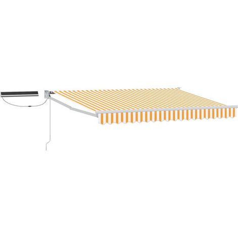 Store banne électrique rétractable, rayures jaunes et blanches, 2,5 m x 2 m (1/5)