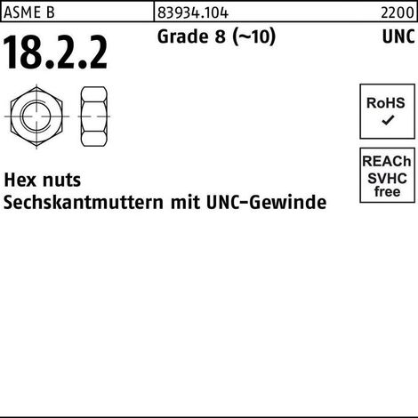 Écrou hexagonal R 83934 Filetage UNC 1 3/4 Grade 8 (10) 1 pièce