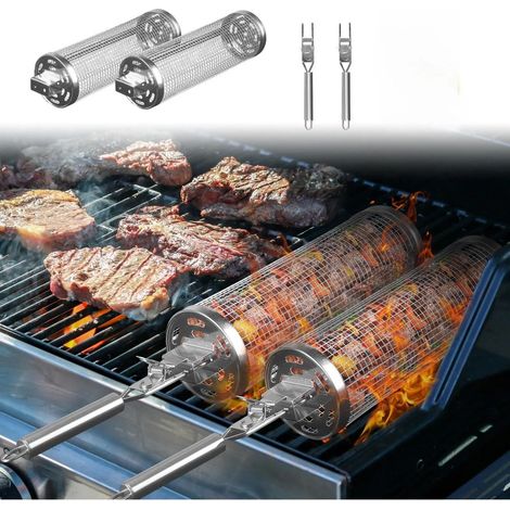 Cage de barbecue en acier inoxydable avec tambour rotatif pour