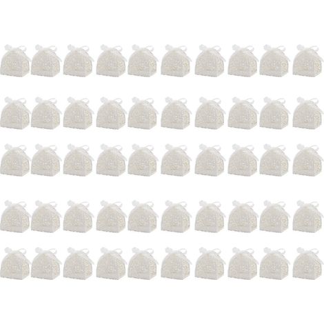 Lot de 50 boîtes découpées au laser style européen romantique pour chocolats, faveurs de mariage et fête. (1/5)