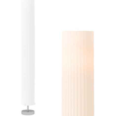 Designer-Stehleuchte in Säulenform aus weißem Edelstahl, sanftes Licht 40W, Abmessungen 14x14x120 cm für modernes Interieur.