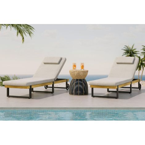 Mömax Gartenliege Elenyi creme/grau Metall/Outdoorstoff/Holz (1/5)