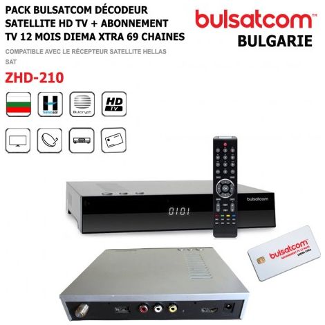 Pack Bulsatcom Décodeur Satellite HD TV ZHD-210 + Abonnement TV 12 Mois 69 chaines, Basic & Diema XTRA Bulgarie Hellas 39°Est (1/5)
