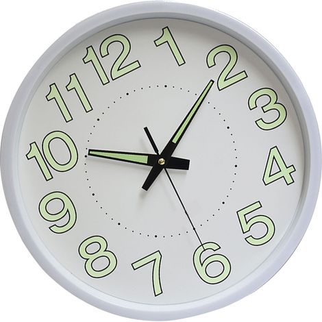 Horloge murale lumineuse de 30 cm (12 pouces), minimaliste, ronde, à quartz, blanche, pour la décoration de la chambre ou du salon. (1/5)