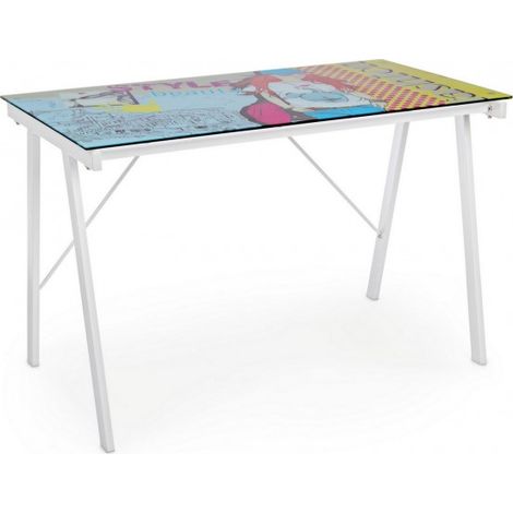 Scrivania Vetro Temperato Cameretta PC Ufficio Cartoon Young Bizzotto 113X58 (1/5)