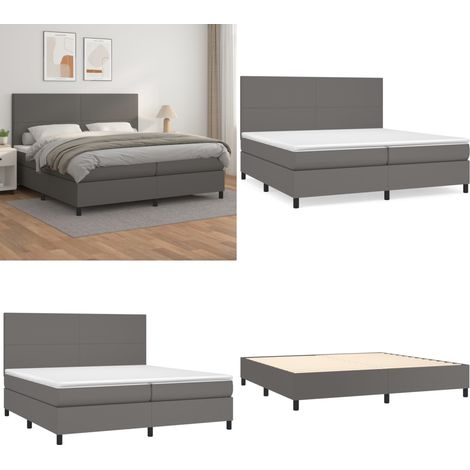 Boxspringbett mit Matratze Grau 200x200 cm Kunstleder - Boxspringbett - Betten - Doppelbett - Luxusbett - Kunstlederbett - Home & Living (1/5)