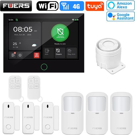 (Pack 4) Système d'alarme de sécurité pour maison connectée avec écran TFT 7 pouces, Wi-Fi 4G LTE et protection antivol. (1/5)