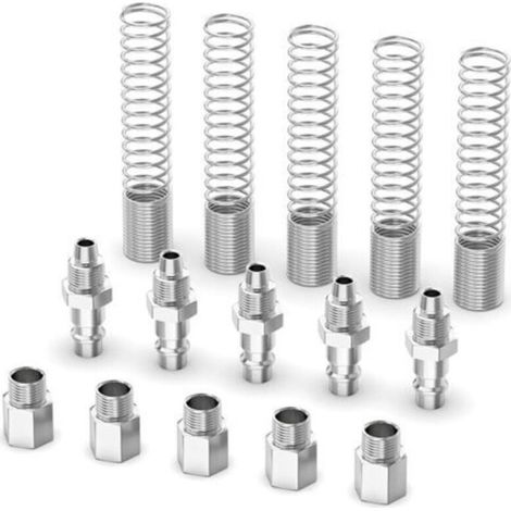 5pcs Industrial Male Air Fitting and Socket Kit for 12MM OD x 8MM ID Tube, Spring Pneumatic Hose Compressor Fittings (1/5)
