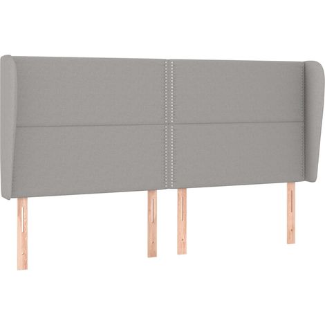 Testiera accessorio letto arredo camera con bordo laterale 203 x 23 x 118/128 cm tessuto grigio chiaro TDL0205171