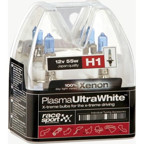 2 Ampoules Plasma Ultra White - H1 12V 55W 4100K - P14.5S - Homologuees (1/3)
