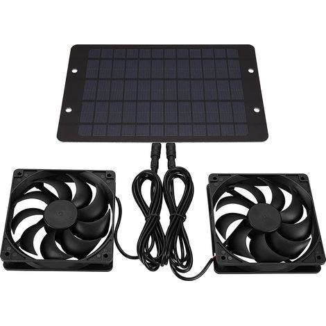Solar-Lüfter-Set, 10 W Solar-Lüfter für Gewächshaus, tragbarer Dual-Solar-Lüfter für Dachboden, Gewächshaus, Hühnerstall, Tierheim, Lagerhaus, Auto, Wohnmobil (1/4)