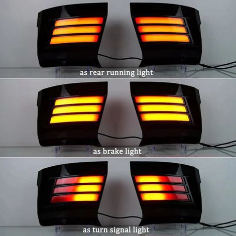 1 pair of rear bumper lights, taillights, turn signals, and brake lights suitable for Toyota Prado with black casing and black trim. (1/4)
