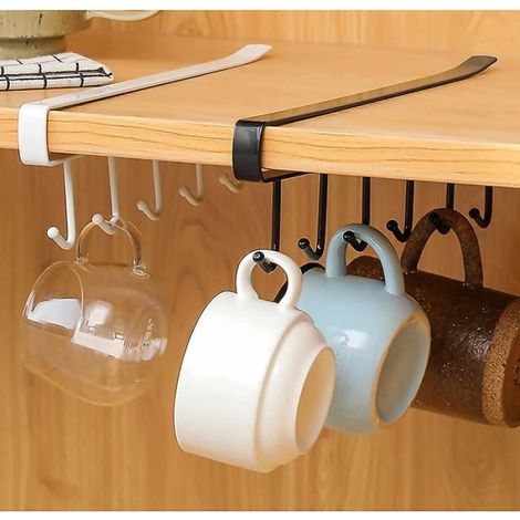 Porte tasse suspendue - Non spécifié - 3PCS - Métal noir - Installation sans perçage - Style industriel (1/4)