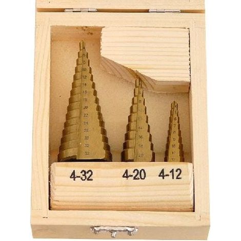 Set di punte coniche HSS TiN da 3 pezzi (4-12, 4-20, 4-32) (20)