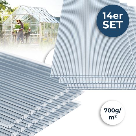 HOME DELUXE - Hohlkammerstegplatten VARUS - UV-Geschützt - 15-teiliges Set I Hohlkammerplatten, Gewächshaus, Doppelstegplatte Polycarbonat Stegplatten Hohlkammerplatten Doppelstegplatten (1/6)
