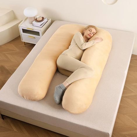 Coussin de grossesse - Coussin de corps / Coussin pour femmes enceintes - 130 x 70 cm Jaune-AquaForge (1/5)