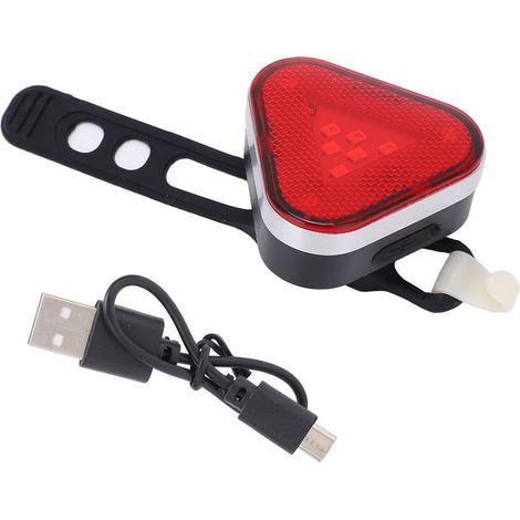 Feu arrière vélo rechargeable étanche, feu stop triangulaire à LED avec 4 modes de clignotement, lampe de sécurité pour bicyclette (1/5)