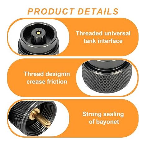 Camping Stove Gas Cartridge Adapter Burner Cooker Connector Brass Metal Alloy Airtight Connection for Camping Stove Outdoor (1/4)