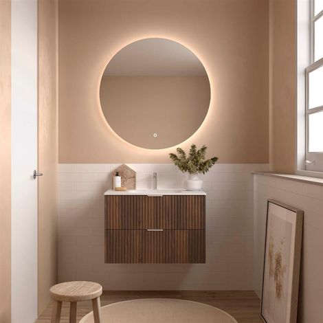 Meubles de salle de bains BIBA 800 2 tiroirs métalliques avec fermeture douce MAYA-NOyer 798 x 540 x 450 mm (1/2)