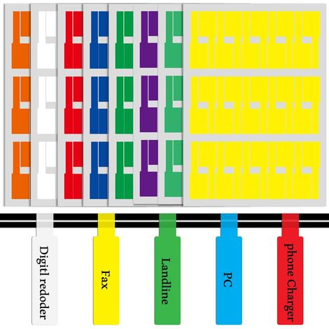 8couleurs Étiquettes de câble, 240Pcs Etiquette Cable pour Organiser et Identifier vos Câbles, Etiquette Multi Couleur pour Ecrire à la Main, Réutilisable (1/5)