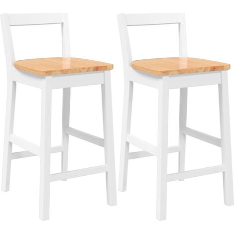 Maison Exclusive - Barhocker 2 Stk. Weiß Massivholz Gummibaum