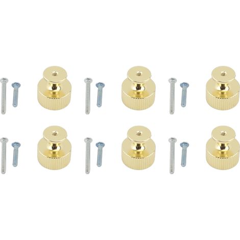 Boutons tiroir aluminium ronds modernes – Poignées placard cuisine avec vis or 6 pack, quincaillerie (1/4)