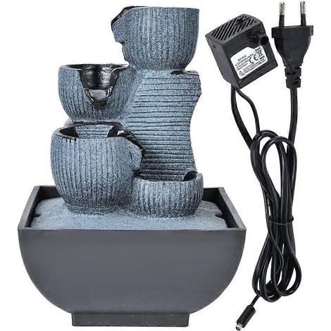 Fontaine de bureau en résine, décoration paysage lumineuse pour table, ornement sculpté original, ambiance zen intérieure. (1/5)
