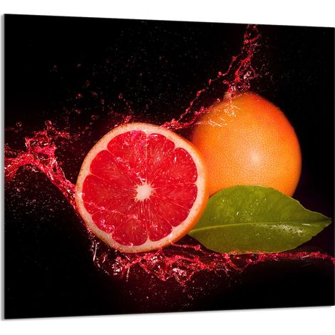 GLASPLATTE FÜR KÜCHE 65x60 Grapefruit