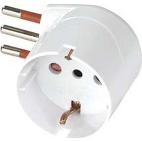 5PZ ADATTATORE SALVASPAZIO SCHUKO 90° 2P+T BIANCO - 16A