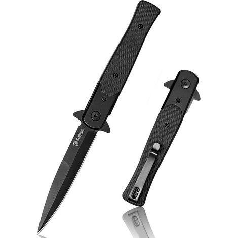 Klappmesser mit D2 Stahlklinge, G10 Griff, Liner Lock & Kugellager, Schwarz